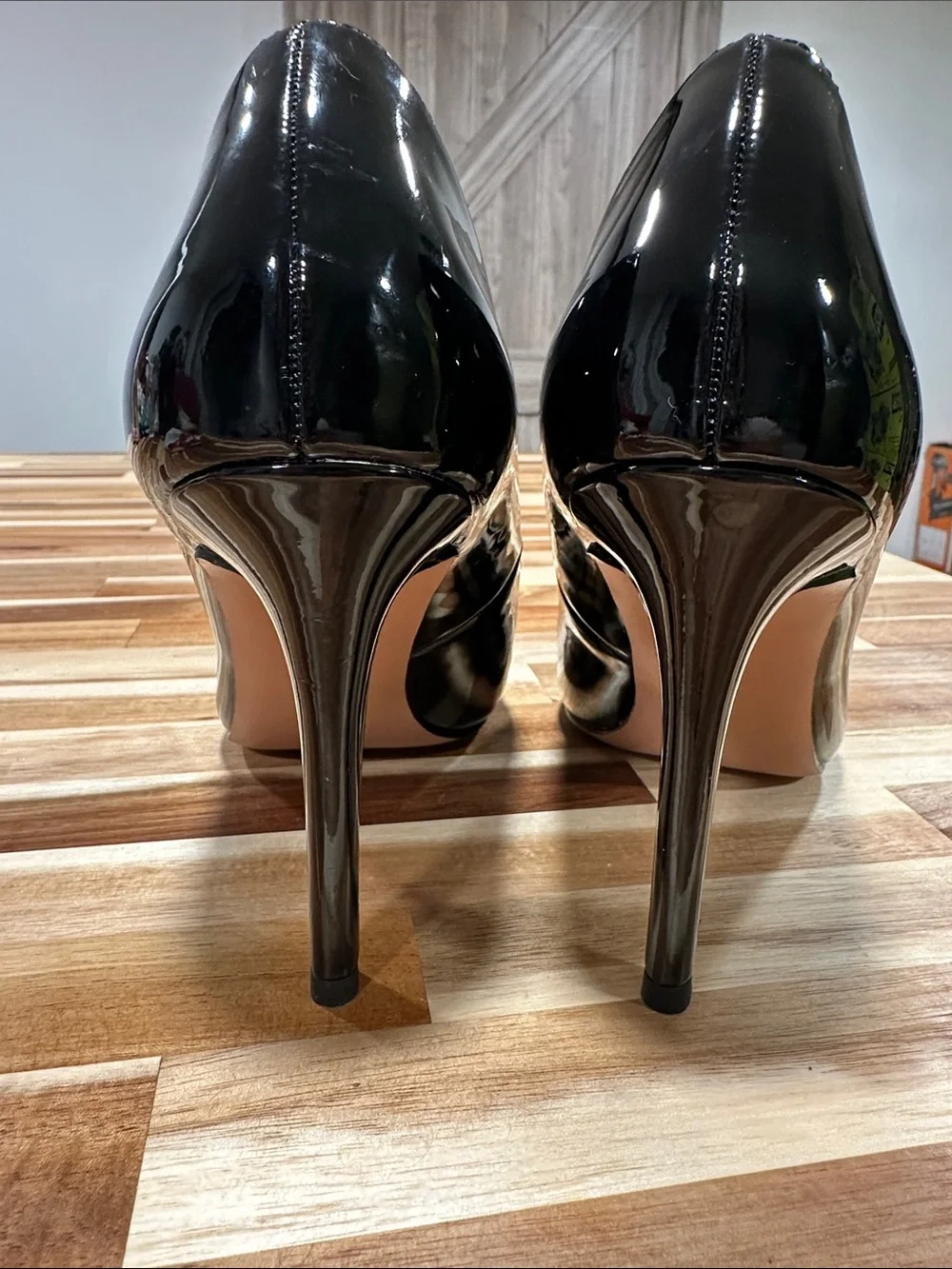 Michael Shannon Black Patent Pointed Toe Pumps 468